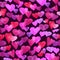 Seamless pattern with red, pink and violet watercolor hearts. romantic design. Isolated on dark background. Hand painted