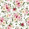 Seamless pattern with red, pink and white roses. Vector illustration.