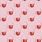 Seamless pattern with red polygonal paper heart shape in white headphones. Music concept. Dj Headset