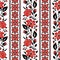 Seamless Pattern with Red Rose and Mallow Inspired by Ukrainian Traditional Embroidery