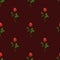 Seamless pattern with red rose sprig. On burgundy background.