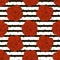 Seamless pattern of red roses on a striped background