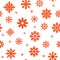 Seamless pattern with red snowflakes on a white background. Abstract New Year pattern. Seamless ornament for decor, wallpaper,