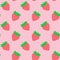 Seamless pattern with red strawberries on pink board. Tasty berry, sweet food illustration. Summer theme