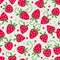 Seamless pattern red strawberry berry