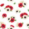 Seamless pattern with red and white anemone flowers. Vector illustration.