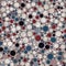 Seamless pattern of red white and blue circles packed tightly into sophisticated print