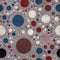 Seamless pattern of red white and blue circles packed tightly into sophisticated print