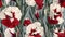 Seamless pattern with red and white gladiolus flowers