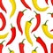 Seamless pattern with red and yellow chile peppers on a white background