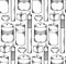 Seamless pattern with relax candles in row. Black and white sketch with hatching. Various wax candles. Vector spa, relaxation
