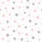 Seamless pattern with repeating stars and round spots. Girl print.