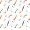 Seamless pattern for retro airplane collection. Watercolor illustration in vintage style.