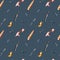 Seamless pattern for retro airplane collection. Watercolor illustration in vintage style.