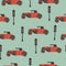 Seamless pattern with retro cars and traffic lights