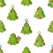 Seamless Pattern Retro Christmas Trees In Classic Holiday Colors, Perfect For Adding A Nostalgic Touch To Festive Decor