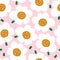 Seamless pattern with retro style bold flowers. Trendy light pink floral  texture. Vector illustration