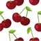 Seamless pattern with ripe cherry