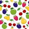 Seamless Pattern of Ripe Fruits and Berries