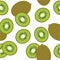 Seamless pattern with ripe kiwis. Decorative background with fruits