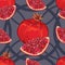 Seamless pattern of ripe red garnet