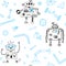 Seamless pattern with Robots and details for construction Robotics. Vector illustration