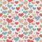 Seamless Pattern Romantic Love Hearts Retro Sketch Doodles Icons Set Valentine s Day Vector Illustration