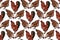 Seamless pattern. A rooster with chickens on a white background, the color of which can be changed to suit your design