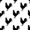 Seamless pattern with roosters. Silhouettes of cocks. Decorative background