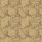 Seamless pattern with ropes and chains. Complex vector print in tan, cream and olive tones.