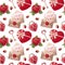 Seamless pattern with rose, castle, gift, strawberry, love letter. Romance, valentine's day. Great for wrapping