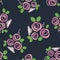 Seamless pattern with roses and butterflies. Vector illustration.