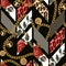 Seamless pattern with roses, leopard skin, dots and chains. Geometrical trendy design.