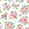 Seamless pattern with roses and lilac flowers. Vector illustration.