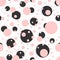 Seamless pattern with round spots. Grunge, sketch, watercolour, graffiti.