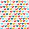Seamless pattern. Rows of hand drawn multicolored hearts. Valentines Day concept, love concept