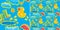 Seamless pattern with rubber duck and boots