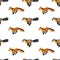 Seamless pattern with runing fox