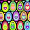 Seamless pattern Russian dolls Matryoshka on white background, bright colors. Birthday, baby shower, party, design. Vector