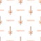 Seamless pattern with Sagittarius zodiac sword sign. Cartoon zodiacal weapon. Astrological, horoscope sign. Vector illustration