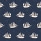 Seamless pattern with sailing ships.