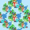Seamless pattern of Santa Claus and fishbone in New Years balls