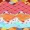 Seamless pattern scales simple Nature background with japanese sakura flower pink Cherry, wave circle pattern orange red brown bur