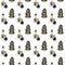 Seamless pattern in Scandinavian style for Christmas and New Year from Santa Claus rats with bags of gifts and Christmas trees dec