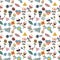 Seamless pattern with scandinavian style figures, cute flowers a