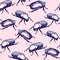 Seamless pattern with scarab beetles.