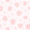 Seamless pattern with scattered flowers, hearts and dots. Cute girly print.