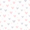 Seamless pattern with scattered hearts and dots. Cute girly print.