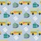 Seamless pattern with school bus, school bags and pedestrian crossing