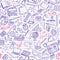 Seamless pattern with school stuff